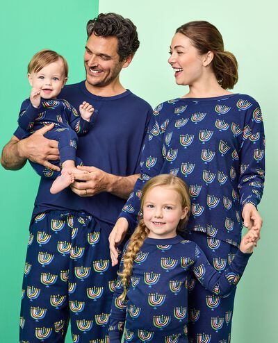 Adult Holiday Flannel Pajama Pants in Multi Menorahs - main