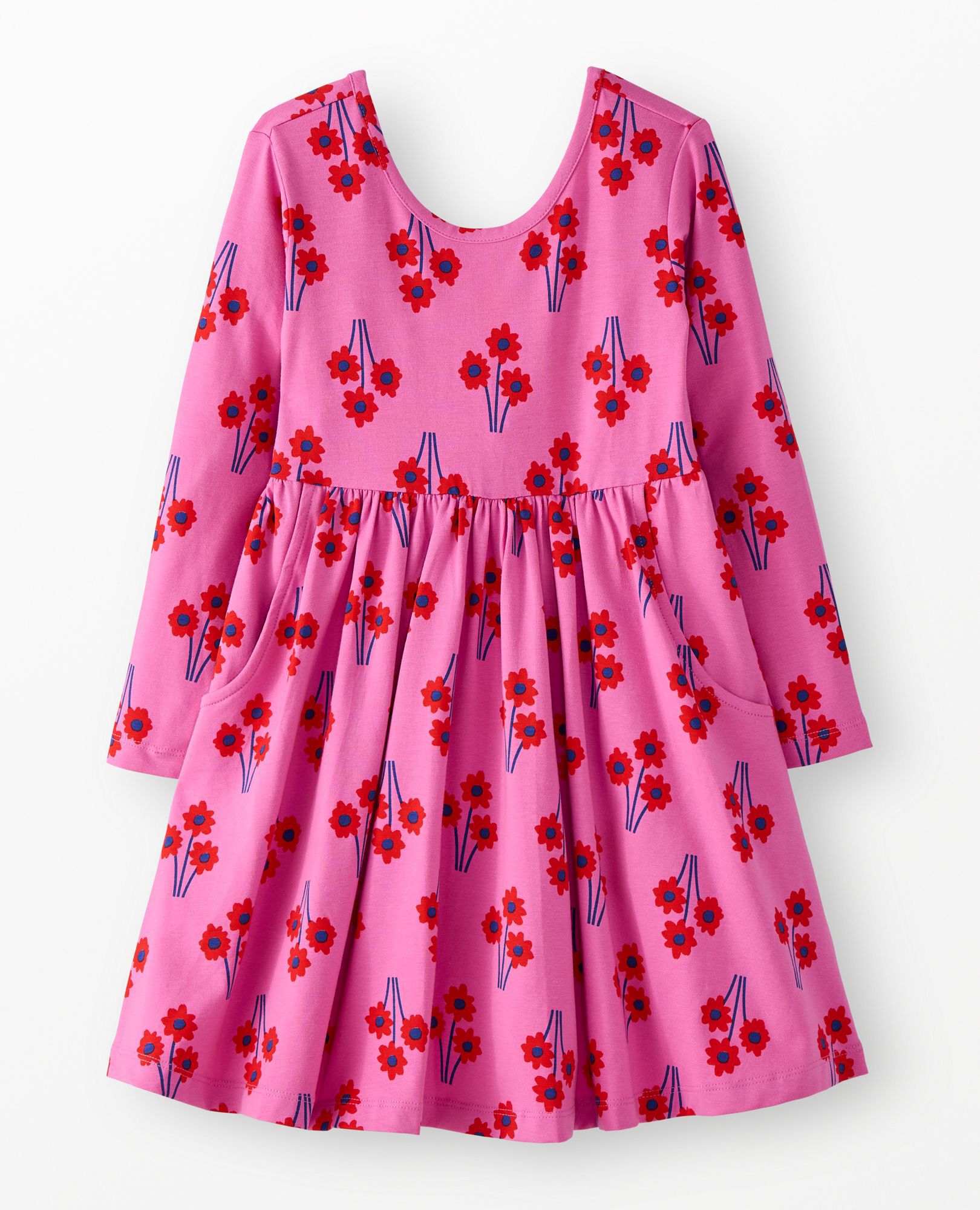 Long Sleeve Skater Dress with Pockets in Flower Bunch - main