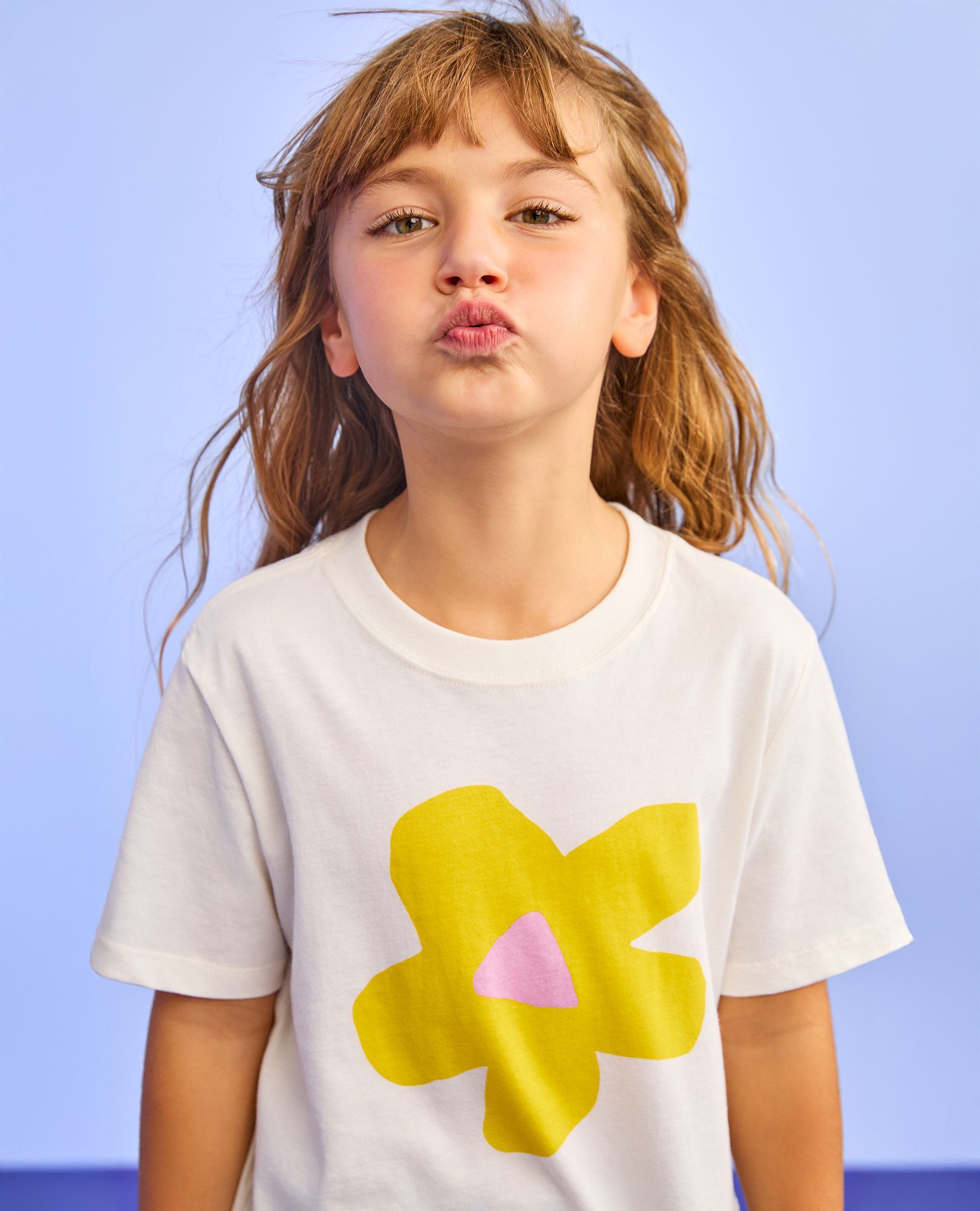 Relaxed Fit Graphic T-Shirt in Yellow Flowers on Ecru - main