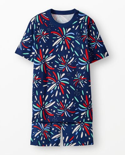 Adult Short John Pajama Set in Fireworks - main