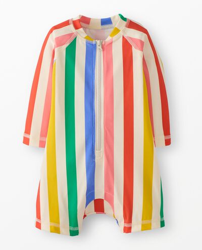 Baby Rashguard Swimsuit in Ecru Multi Stripe - main