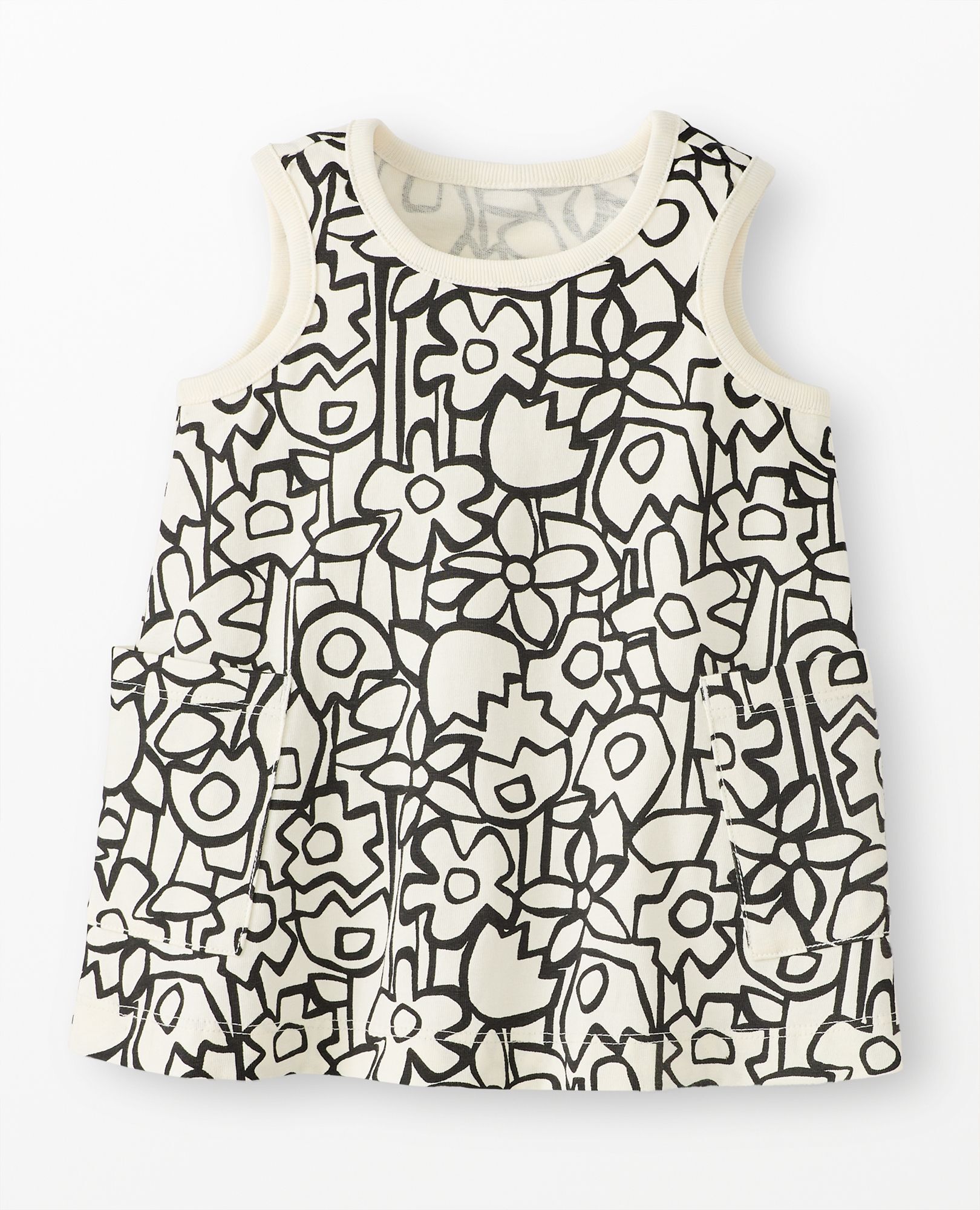 Baby Sleeveless Pocket Dress & Shorts Set in Full Bloom on Ecru - main