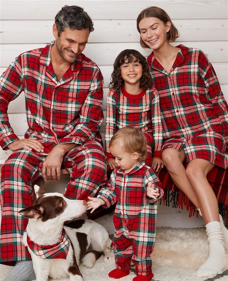 Holiday Plaid Matching Family Pajamas in  - main