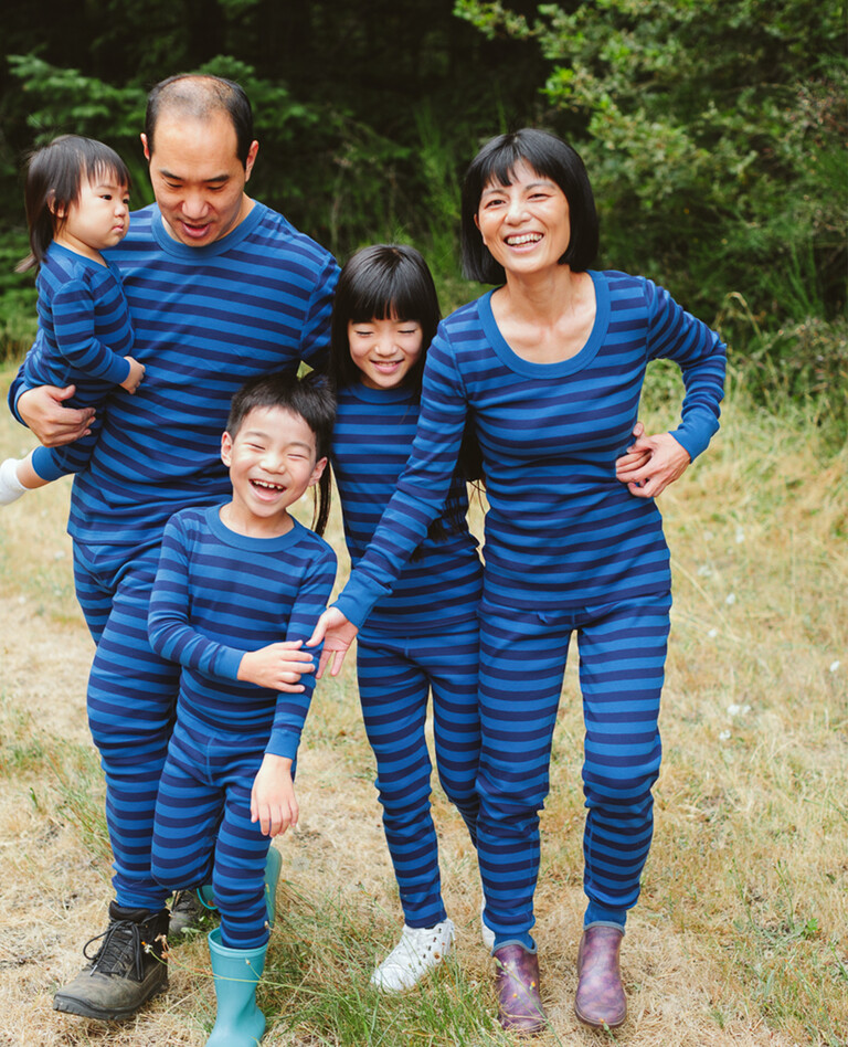 Blue Stripe Matching Family Pajamas in  - main