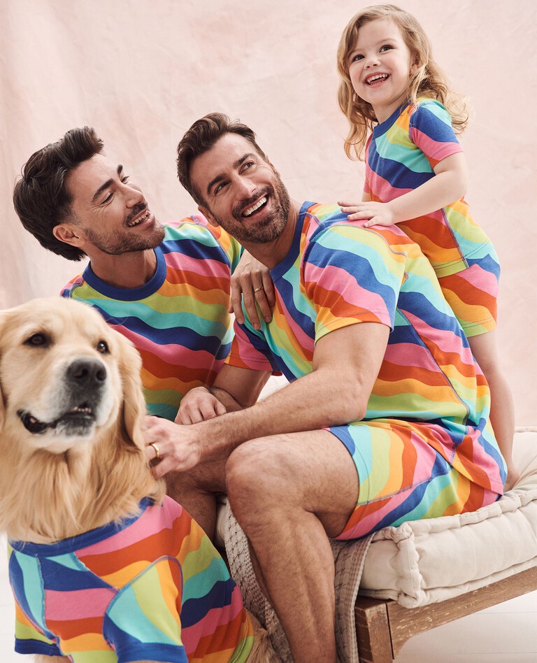 Rainbow Short John Pajama Set in Squiggly Rainbow - main