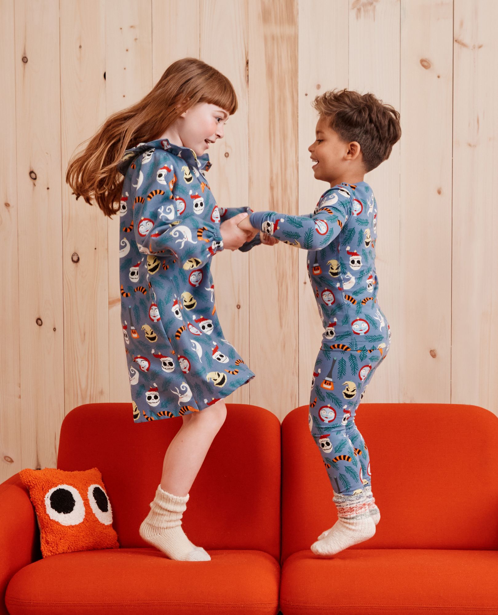 Disney Tim Burton's The Nightmare Before Christmas HannaSoft™ Stretch Pajama Set in Blue NBC Ornaments - main