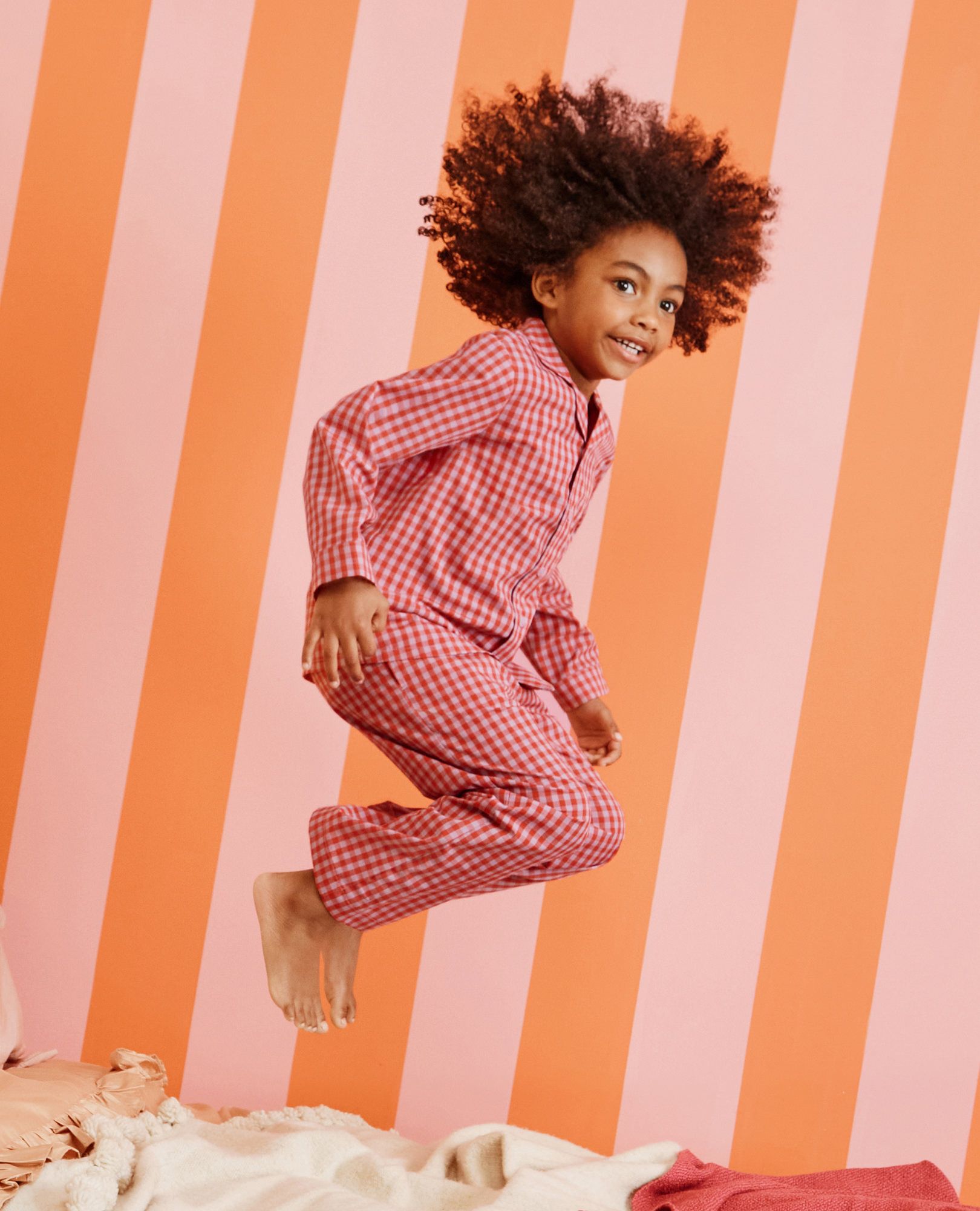 Poplin Pajama Set in Red Ember gingham - main