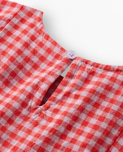 Dolman Sleeve Linen Swing Dress with Pockets in Red Ember gingham - main
