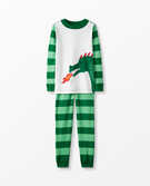 Long John Pajamas In Organic Cotton in Firebreathing Green - main