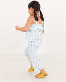 Print Wide Leg Smocked Pant In Cotton Muslin in Happy Daisies On Cloud Blue - main