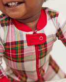 Baby Zip Footed Sleeper In Organic Cotton in Family Holiday Plaid - main