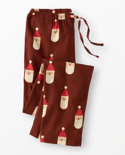 Adult Holiday Flannel Pajama Pants in Scandi Santa on Cocoa Brown - main