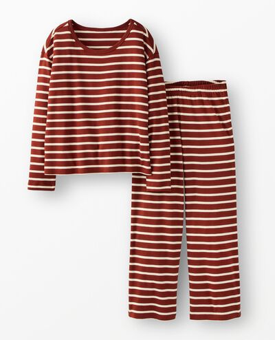 Women's Wide Leg Pajama Set in Cocoa Brown/Ecru - main