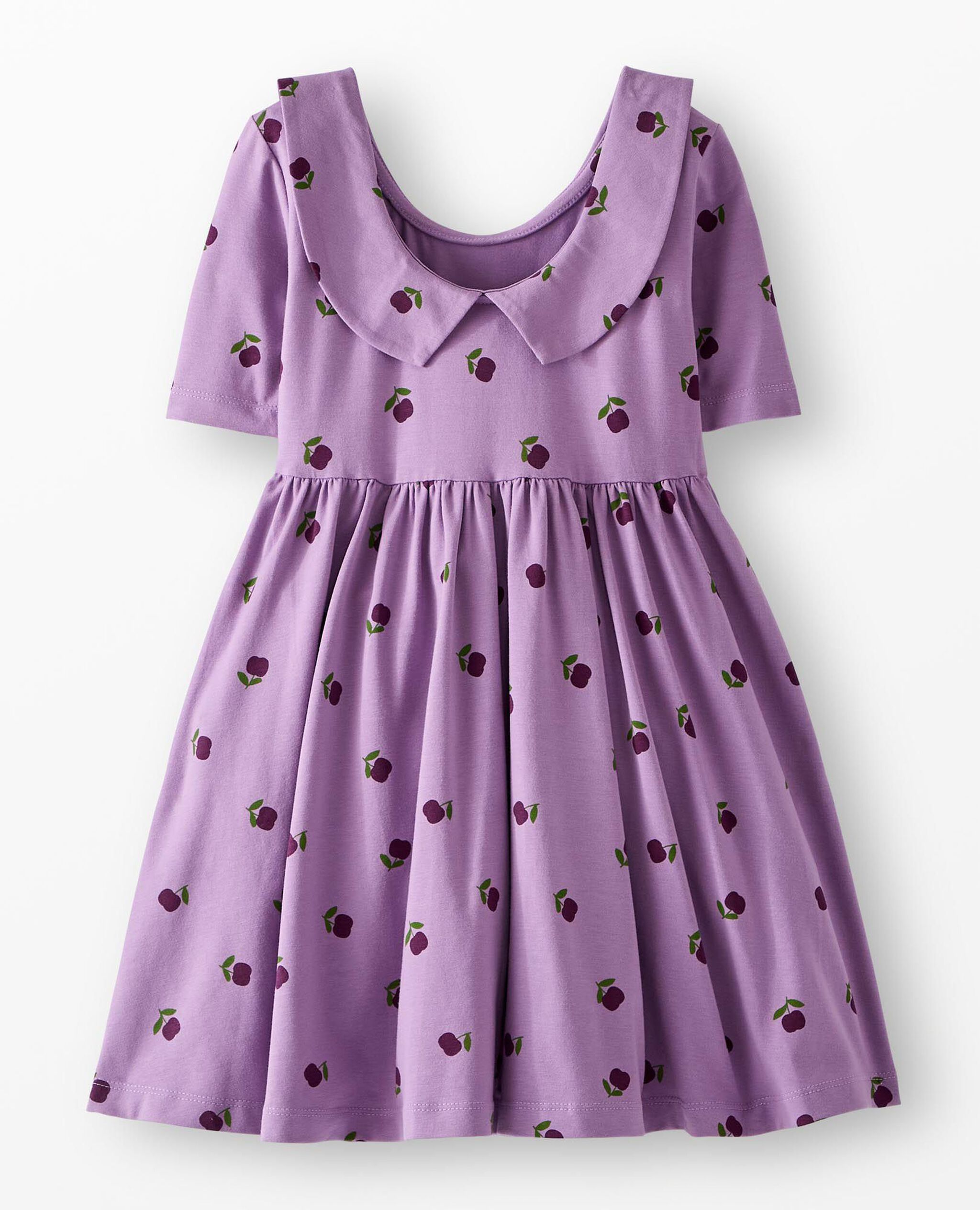 Collared Skater Dress with Pockets in Apples on Powder Purple - main