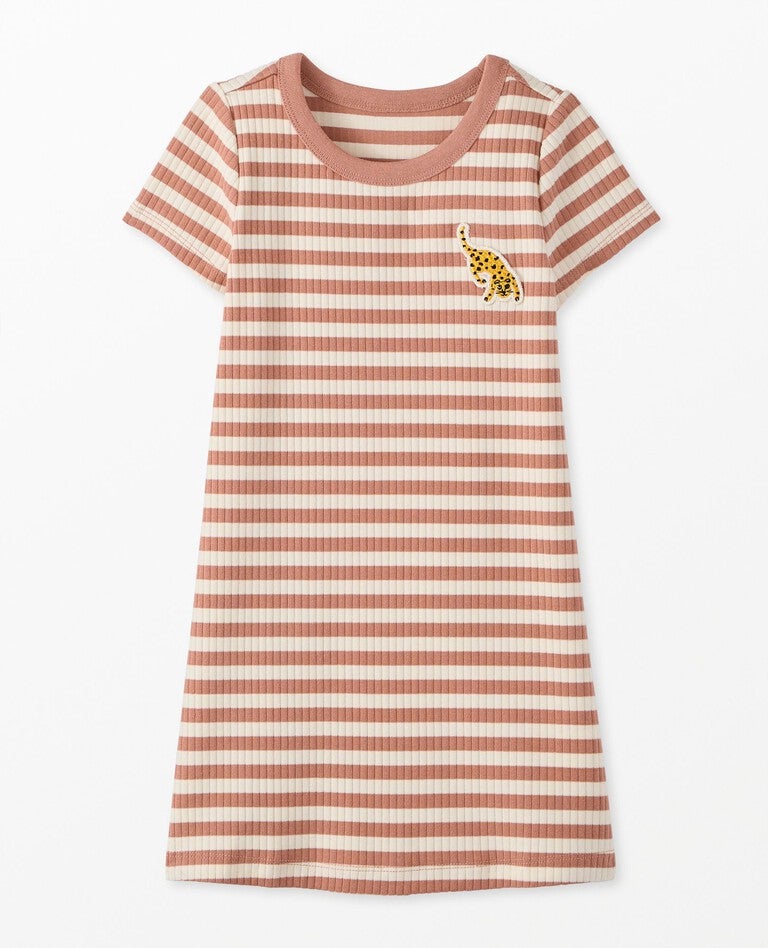 Ribbed T-Shirt Dress in Rose Dawn/Ecru - main
