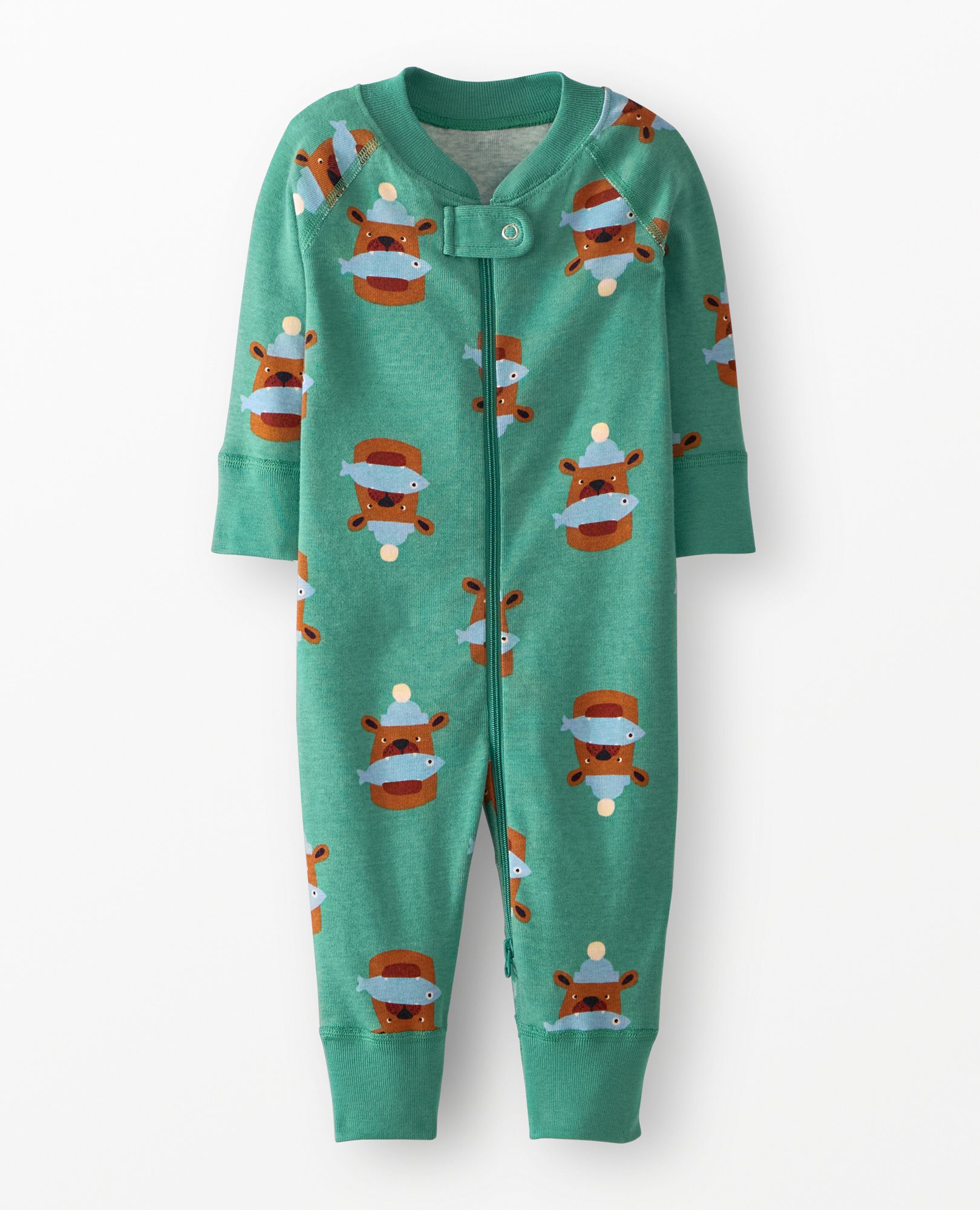 Holiday HannaJams™ Sleeper in Fresh Catch on Bottle Green - main