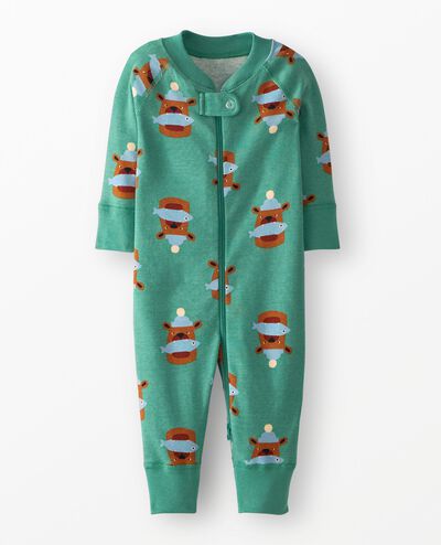 Holiday HannaJams™ Sleeper in Fresh Catch on Bottle Green - main