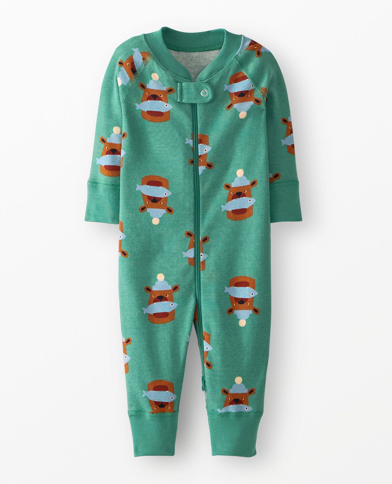 Holiday HannaJams™ Sleeper in Fresh Catch on Bottle Green - main