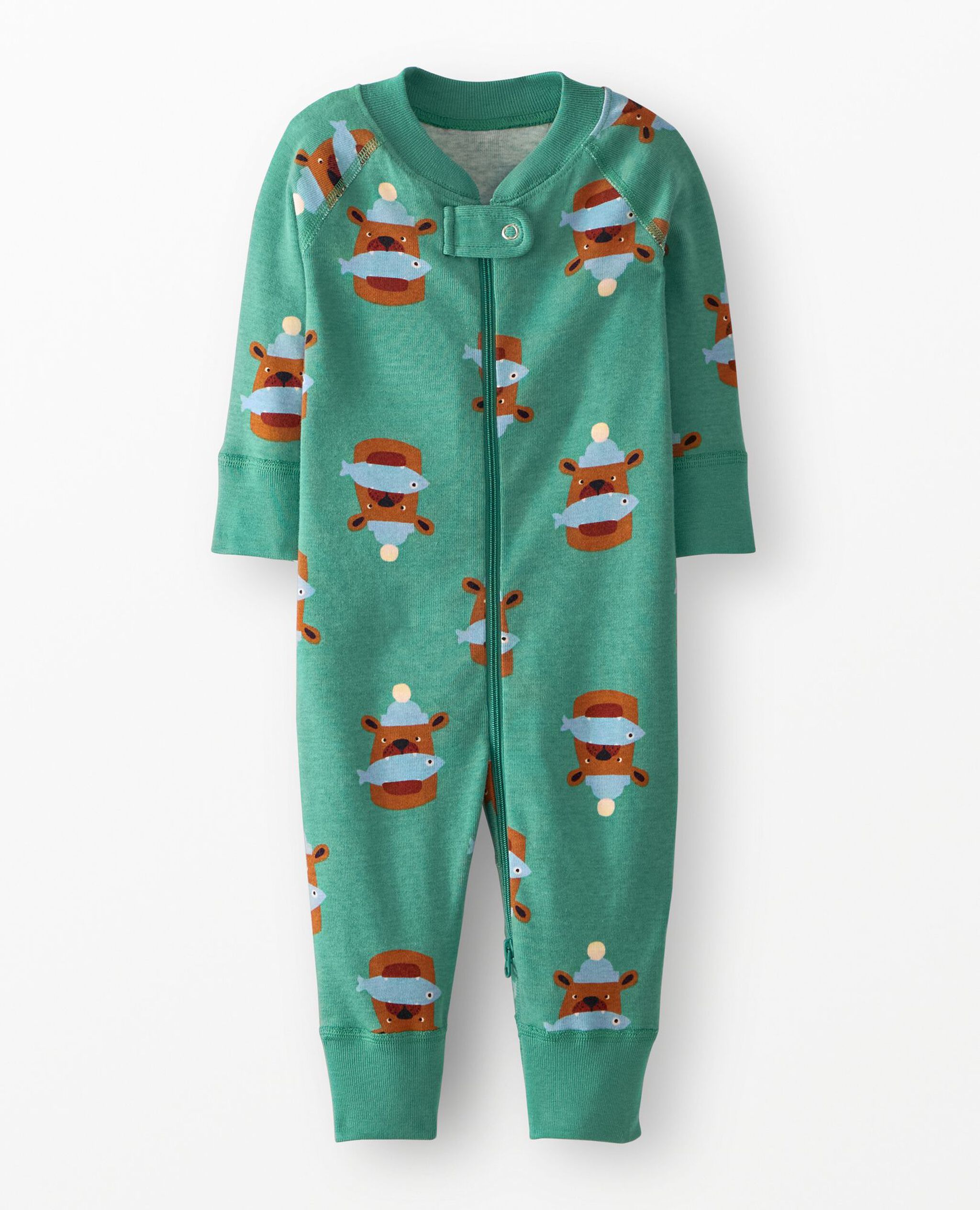 Holiday HannaJams™ Sleeper in Fresh Catch on Bottle Green - main
