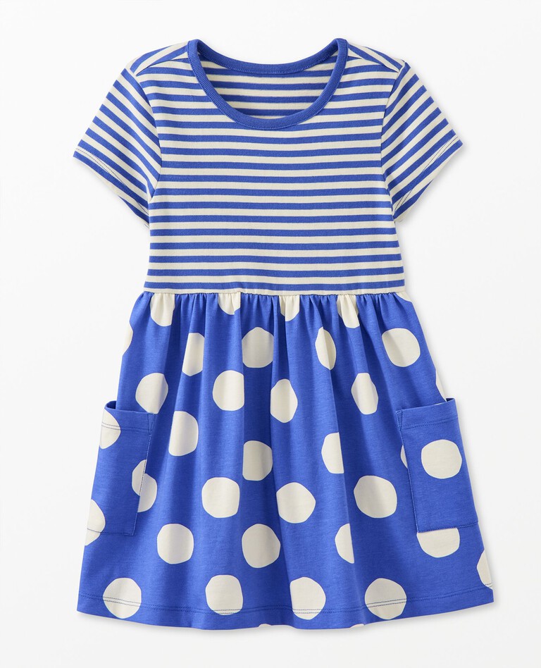 Mixie Play Dress with Pockets in Bold Dot on French Blue - main