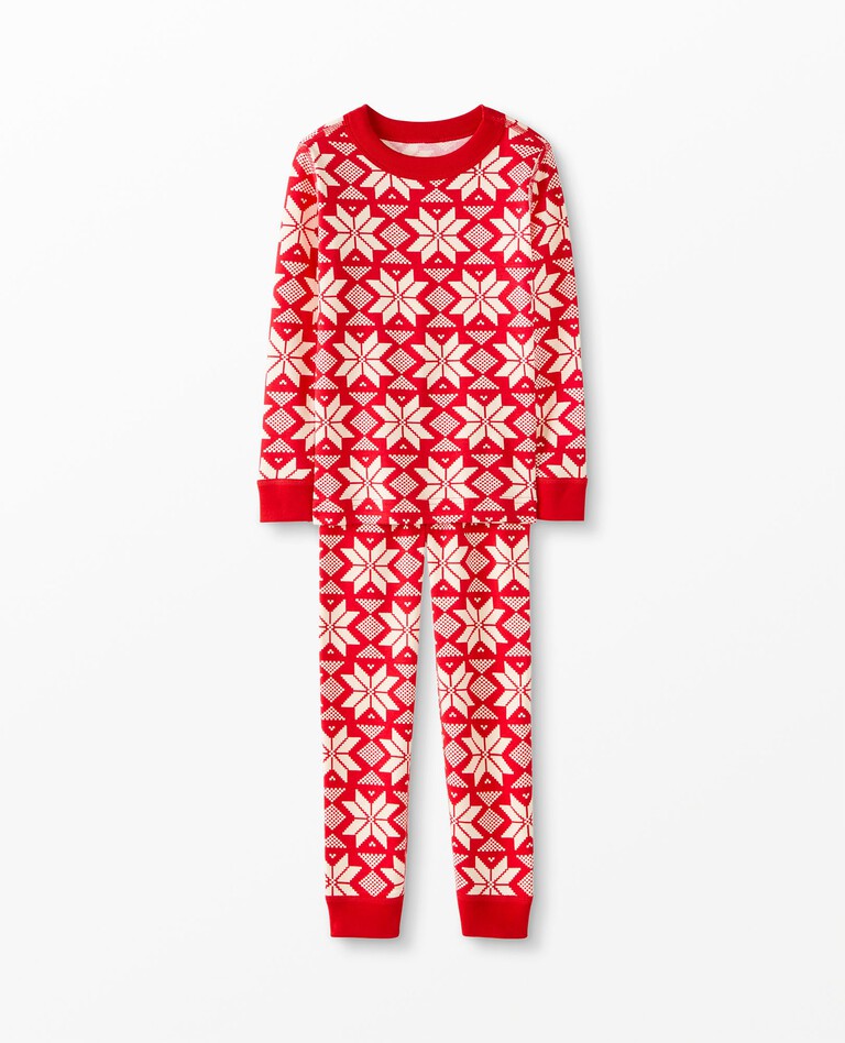 Long John Pajama Set in Scandi Snowflake - main