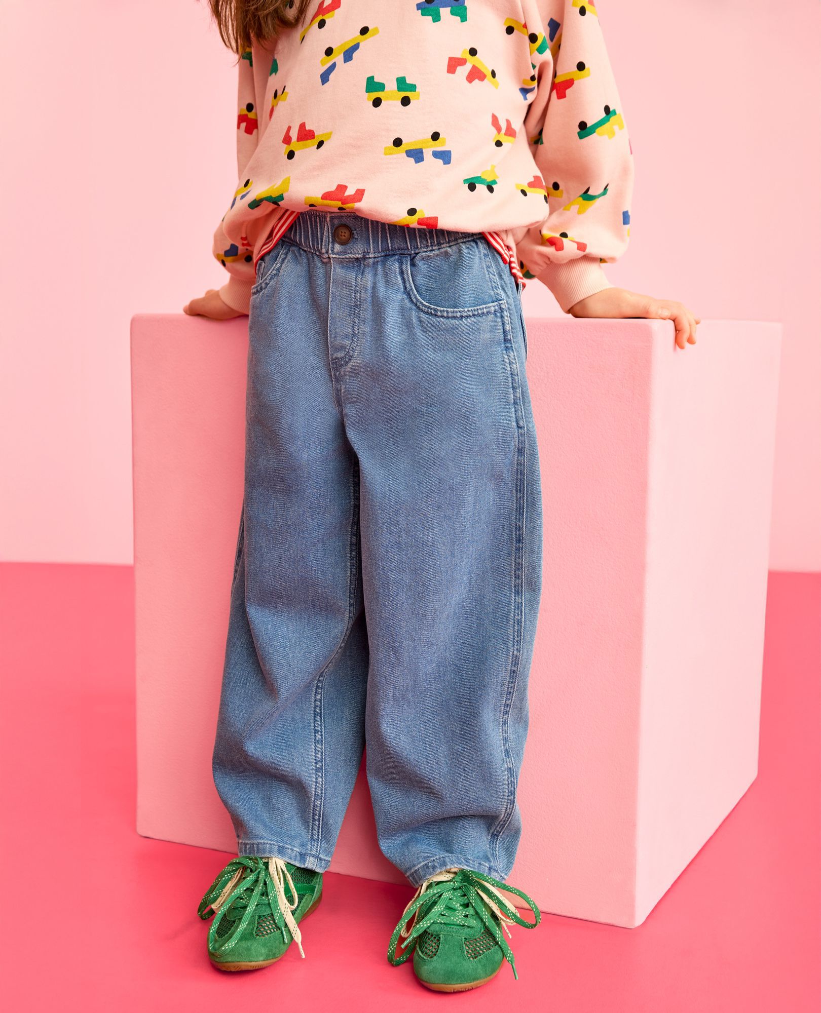 Denim Heart Pocket Barrel Pants in Light Denim Wash - main