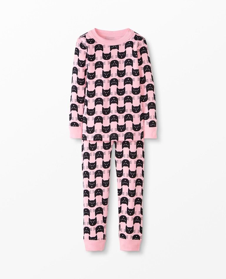 Long John Pajama Set in Spooky Cat - main