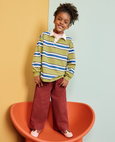 Twill Wide Leg Pants in Madder Brown - main