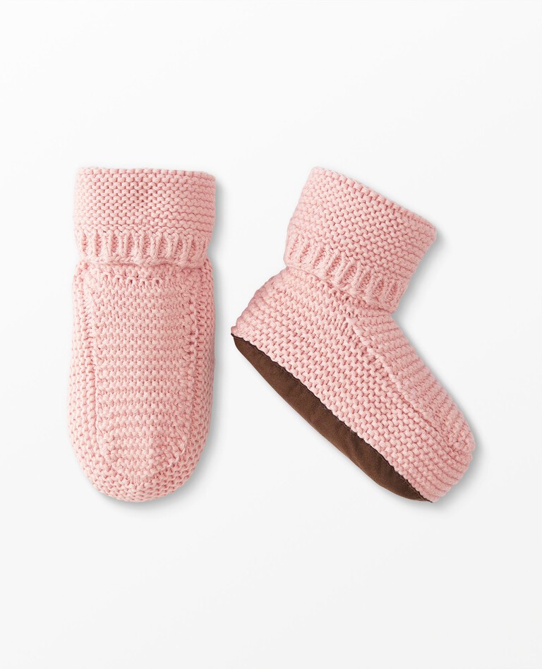 Baby Sweaterknit Booties in Blush Pink - main