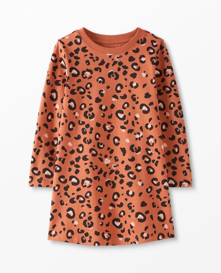 Long Sleeve T-Shirt Dress in Colorful Leopard on Canyon - main