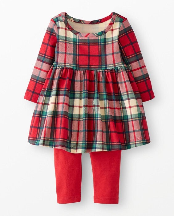 Girls' Red Holiday Plaid Skater Dress & Leggings Set - Size Baby 12-18 mos by Hanna Andersson