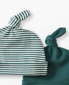 Baby Top Knot Beanie In Organic Cotton 2-Pack in Juniper - main