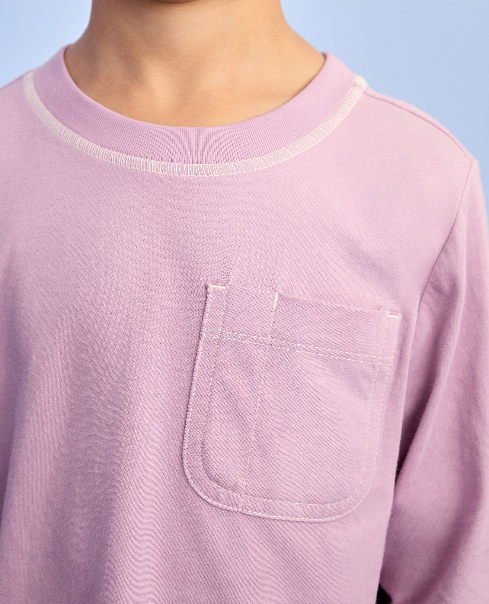 Long Sleeve Relaxed Fit Pocket T-Shirt in Lavender Mist - main