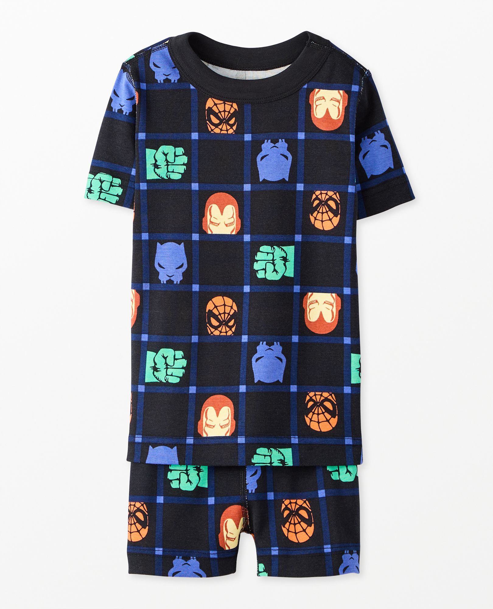Marvel Avengers Short John Pajama Set in Checker Marvel - black - main