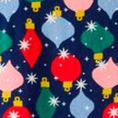 Adult Holiday Flannel Pajama Top in Shiny Bright Ornaments - swatch