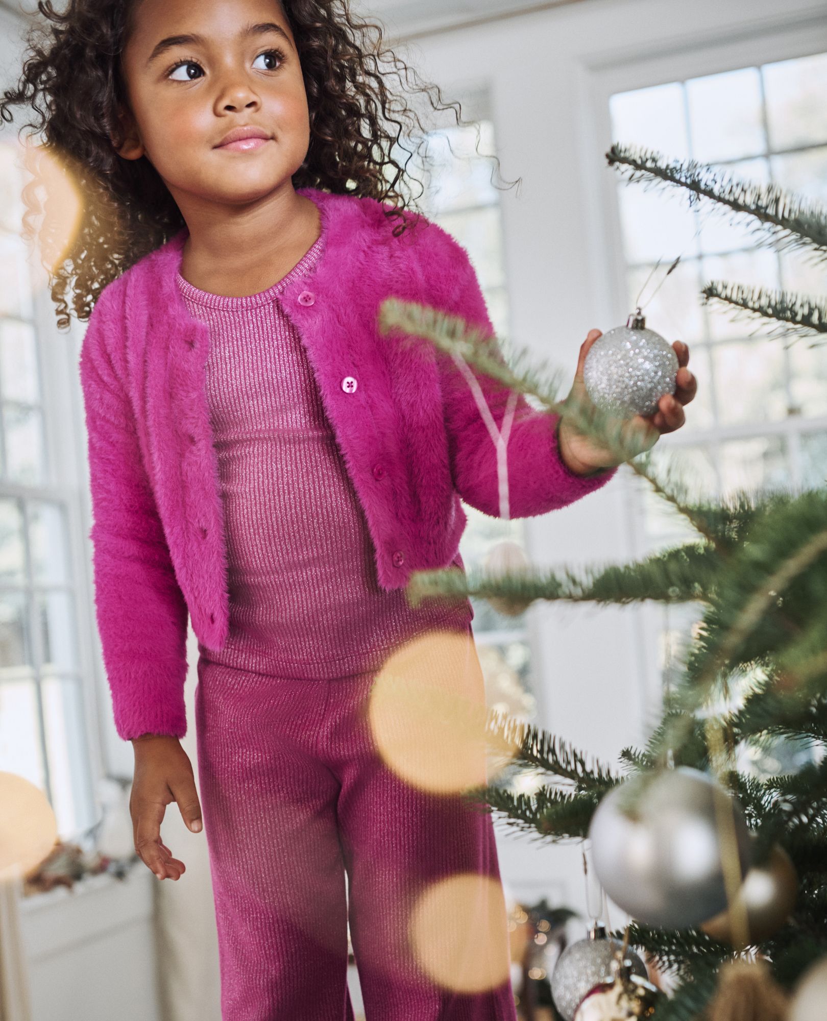 Cropped Feather Cardigan in Pink Flambe - main