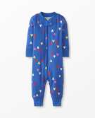 Baby Zip Sleeper in Mini Hearts on Blue - main