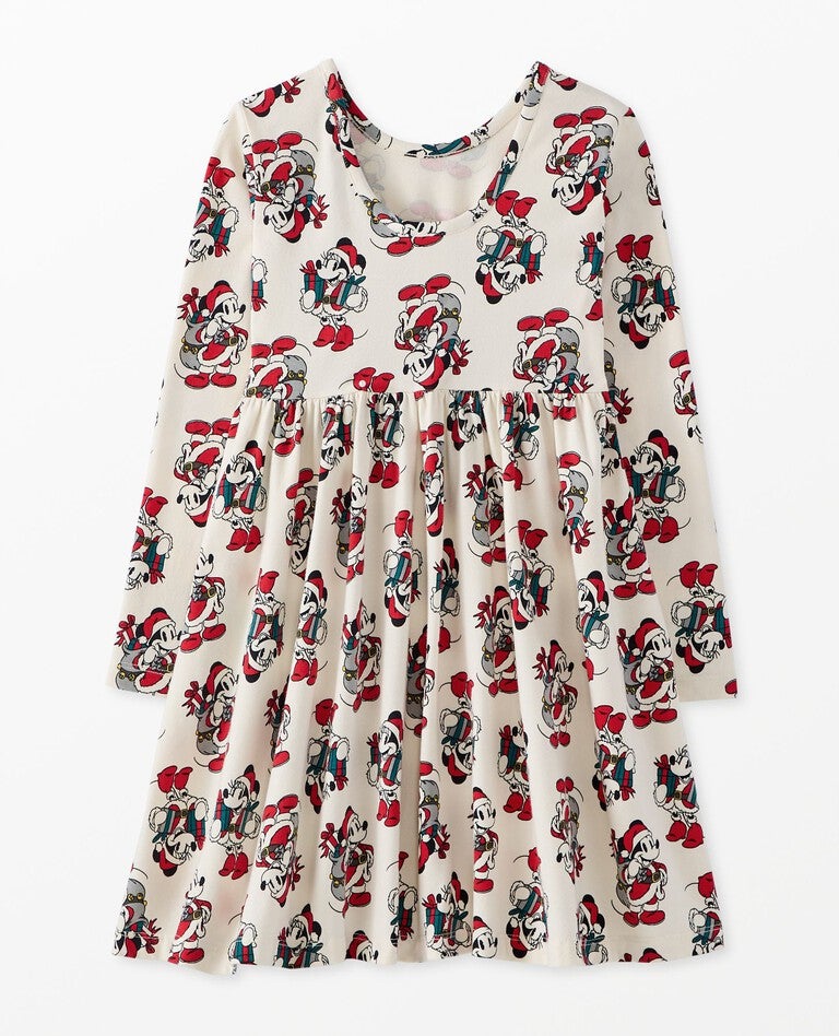 Disney Mickey Mouse Holiday Long Sleeve Skater Dress with Pockets in Christmas Mickey - main