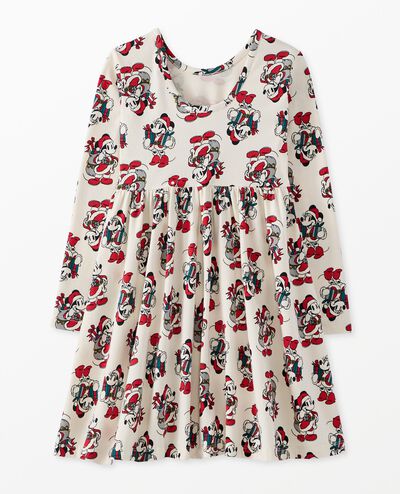 Disney Mickey Mouse Holiday Long Sleeve Skater Dress with Pockets in Christmas Mickey - main