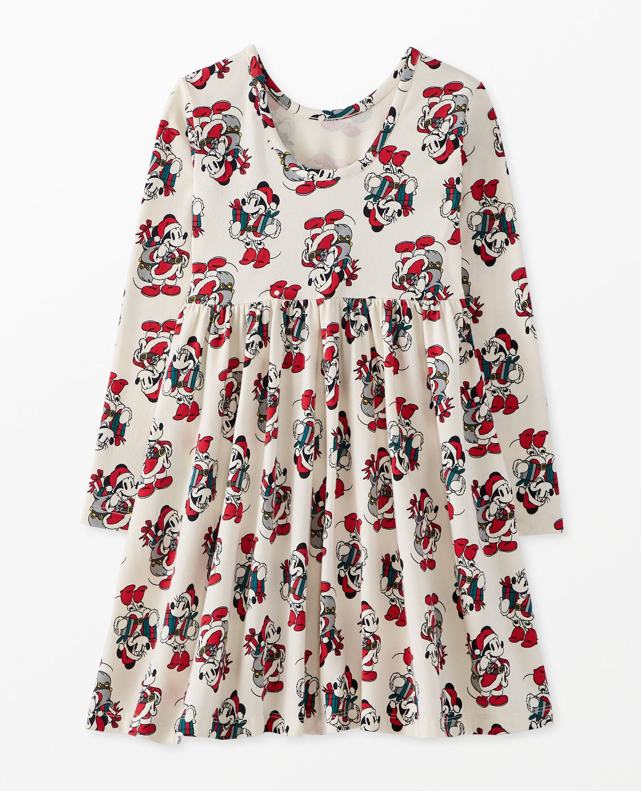 Disney Mickey Mouse Holiday Long Sleeve Skater Dress with Pockets