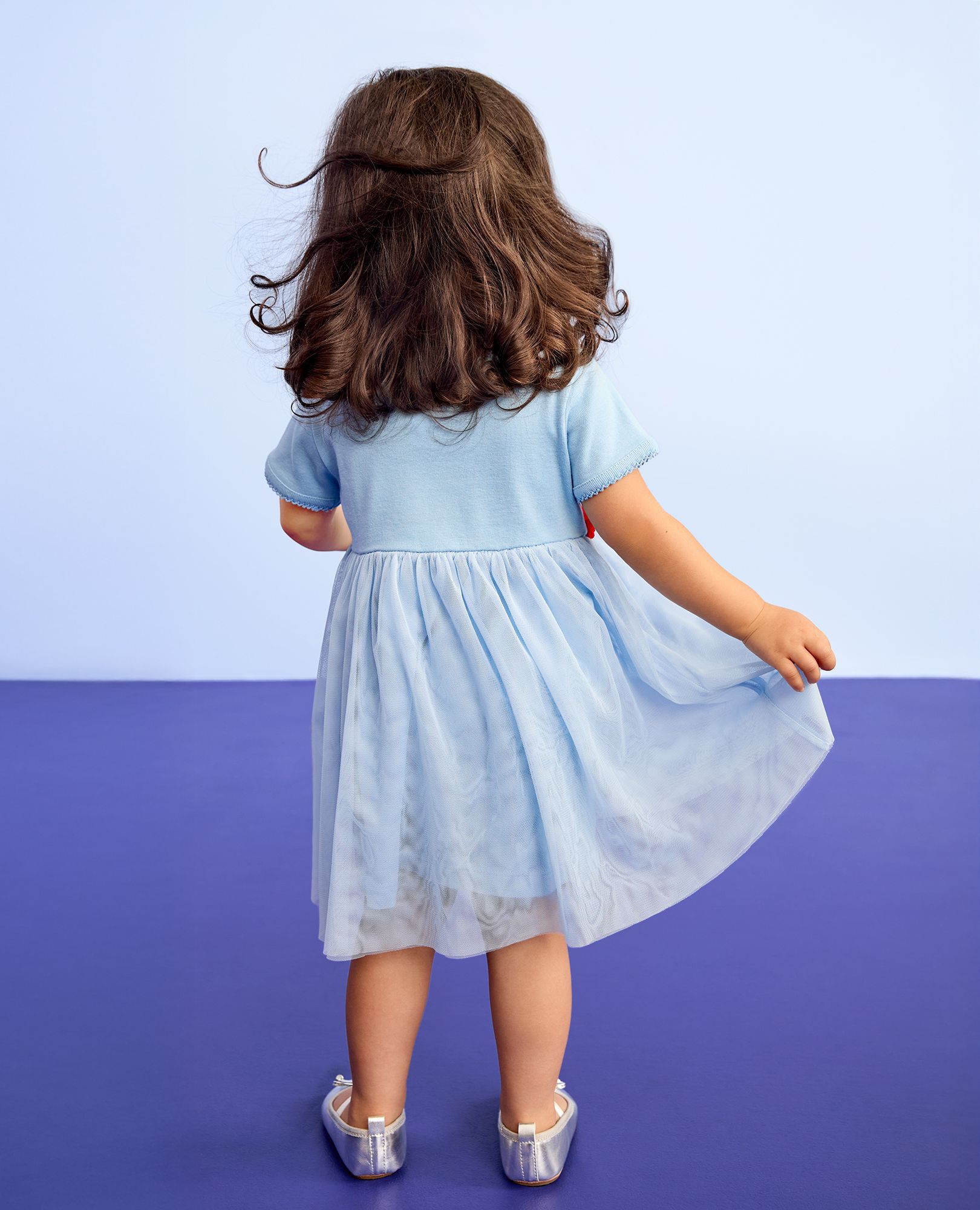 Baby Tulle Flower Waistband Dress in Blue Bell - main