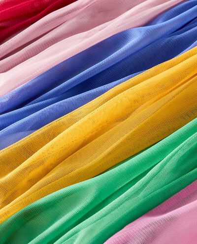 Long Sleeve Tulle Rainbow Dress in Ecru Rainbow - main