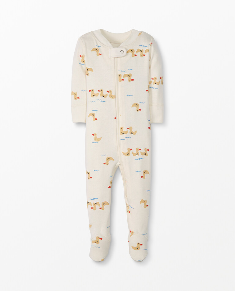 Baby Zip Footed Sleeper In Organic Cotton in Rubber Duckie - main