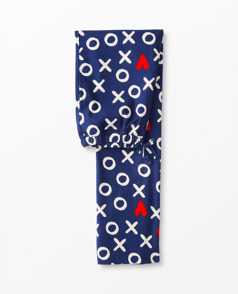Adult Unisex Valentines Flannel Pajama Pant in Hugs & Hearts on Navy - main