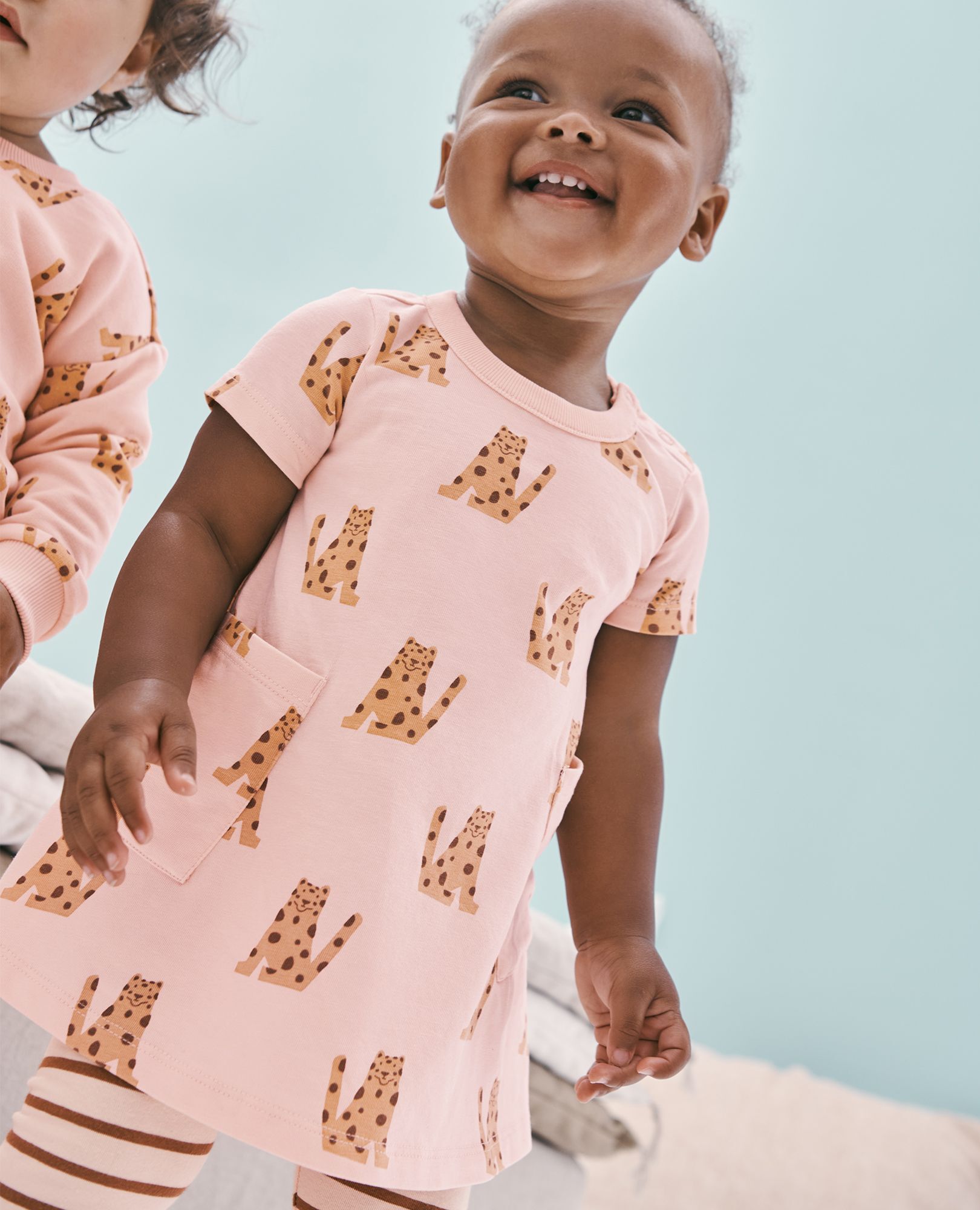 Baby Short Sleeve Pocket Dress Leggings Set