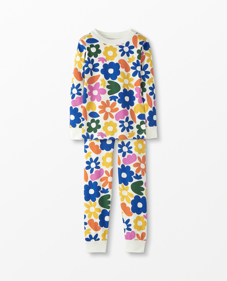 Long John Pajamas In Organic Cotton in Big Blooms - main