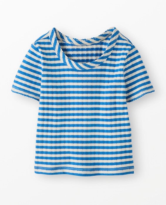 Girls' Swedish Sky & Ecru Pointelle Baby Doll T-Shirt - Size Little Kids 4 by Hanna Andersson