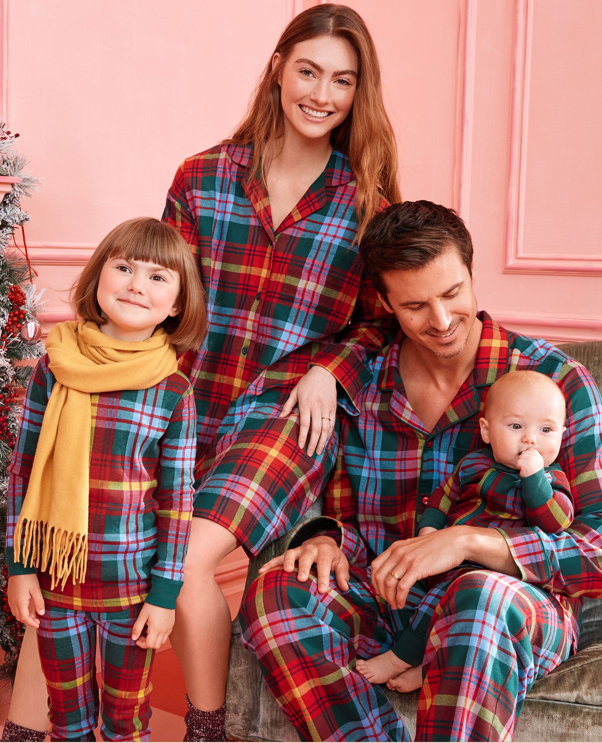 Women's Holiday Flannel Nightshirt in Rainbow Plaid - main