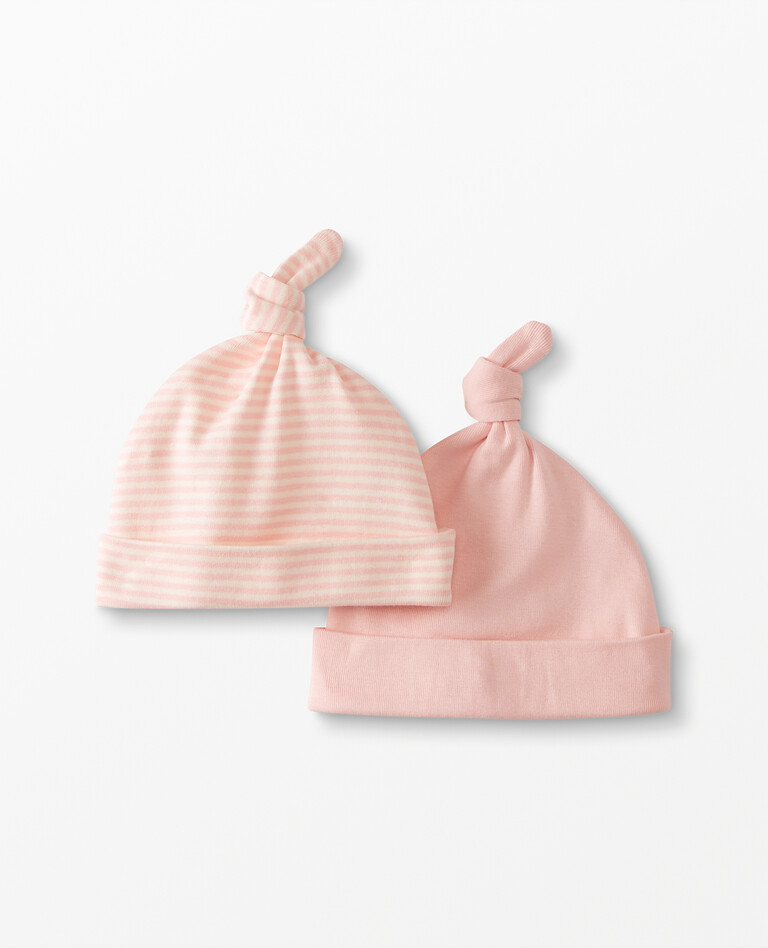 Baby Top Knot Beanie In Organic Cotton 2-Pack in Petal Pink - main