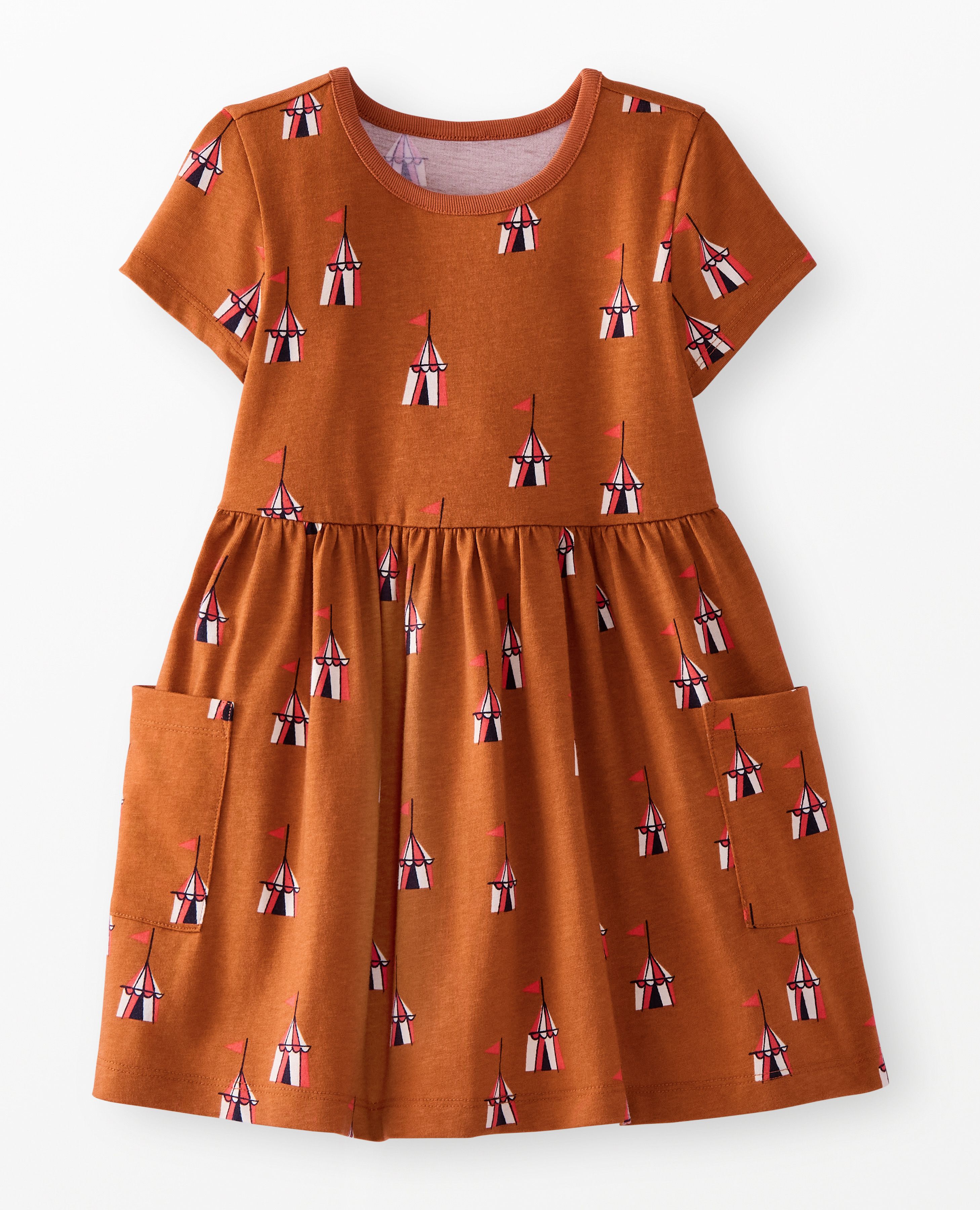 Playground Dress with Pockets in Tents on Dogwood - main